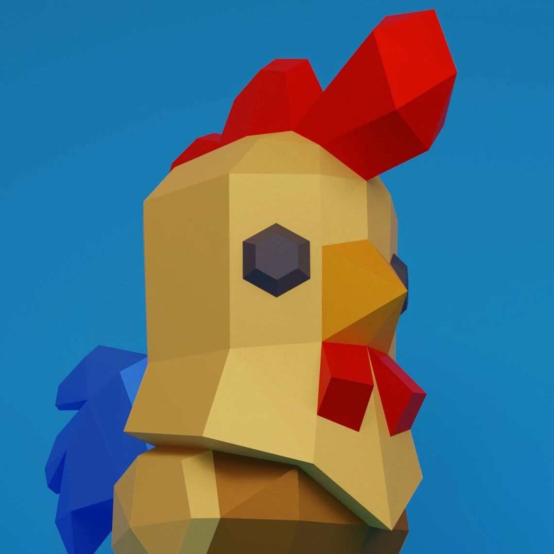 3D Low Poly Rooster DIY | Printable Papercraft | Unique Geometric Decoration | Original Gift | Relaxing Craft | PDF model