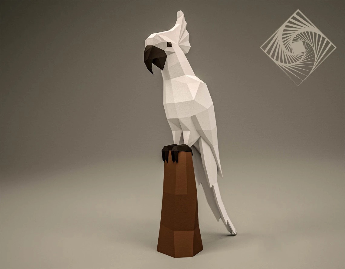 Digital templates in PDF for paper low-poly sculpture Parrot