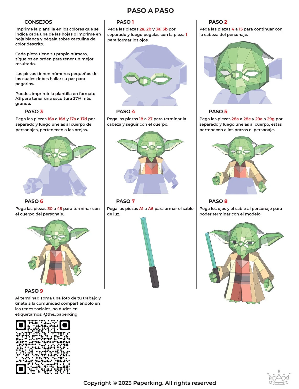 Jedi Master, Yoda, Star Wars Force Papercraft 3D, pepakura Pdf template Low polygonal Paper Sculpture Diy Decor home loft office lover gift