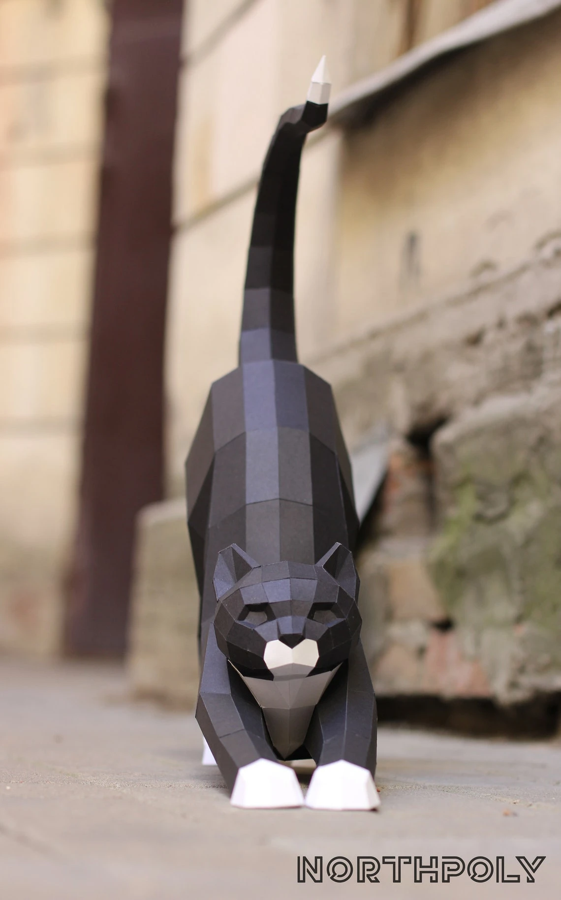 Papercraft Cat Good Morning, Pdf, Gurko, Pepakura, Template, 3D Origami, Paper Sculpture, Low Poly, DIY Craft