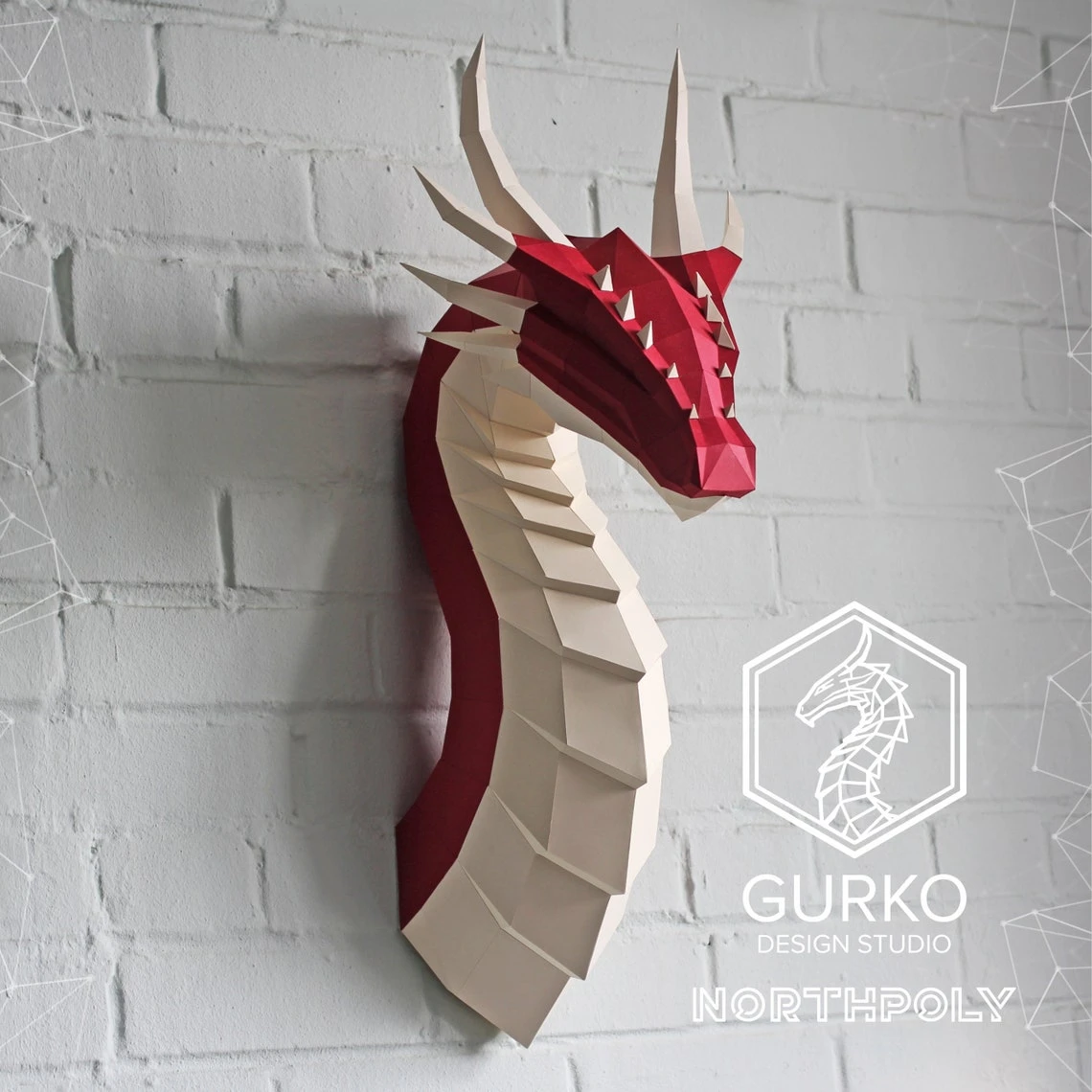 Fire Dragon Papercraft, Pdf, Gurko, Pepakura, Template, 3D Origami, Paper Sculpture, Low Poly, DIY Craft