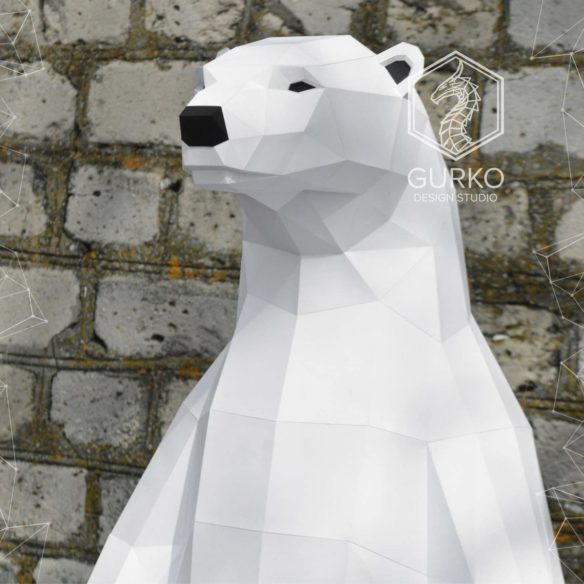 Polar Bear (1 metres) Papercraft, Pdf, Gurko, Pepakura, Template, 3D Origami, Paper Sculpture, Low Poly, DIY Craft