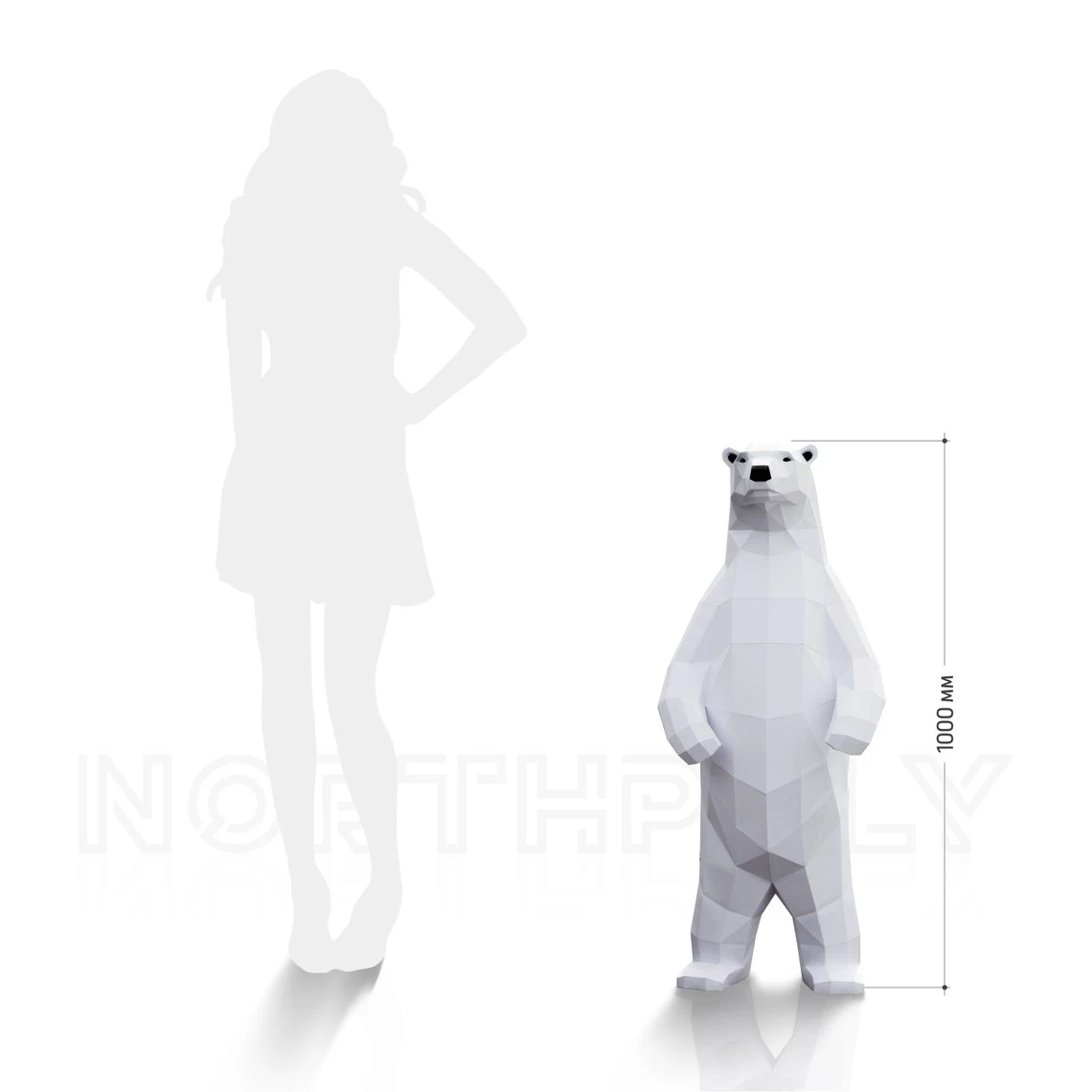 Polar Bear (1 metres) Papercraft, Pdf, Gurko, Pepakura, Template, 3D Origami, Paper Sculpture, Low Poly, DIY Craft