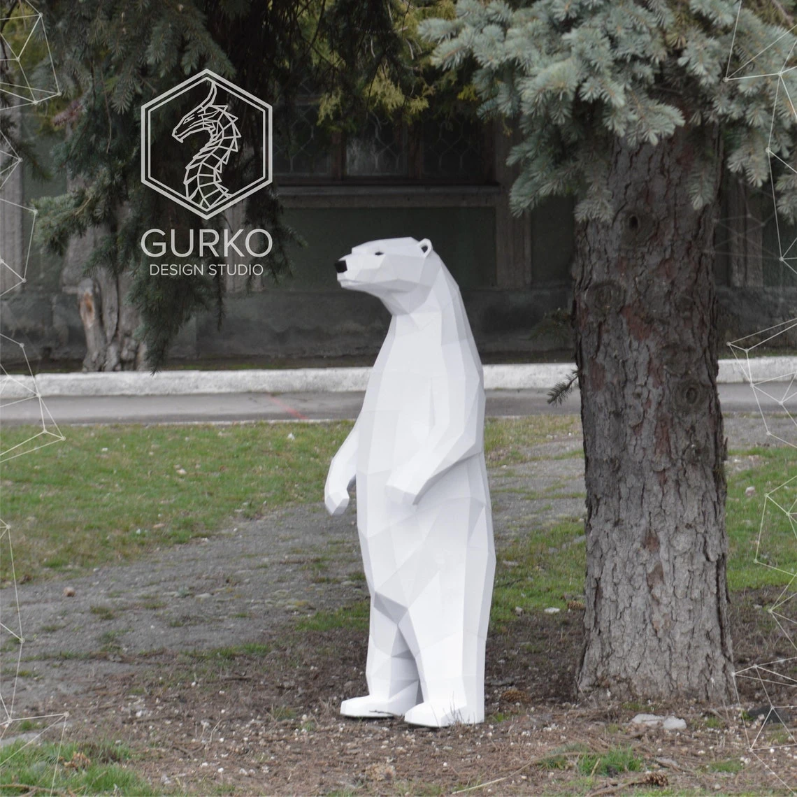 Polar Bear (1 metres) Papercraft, Pdf, Gurko, Pepakura, Template, 3D Origami, Paper Sculpture, Low Poly, DIY Craft