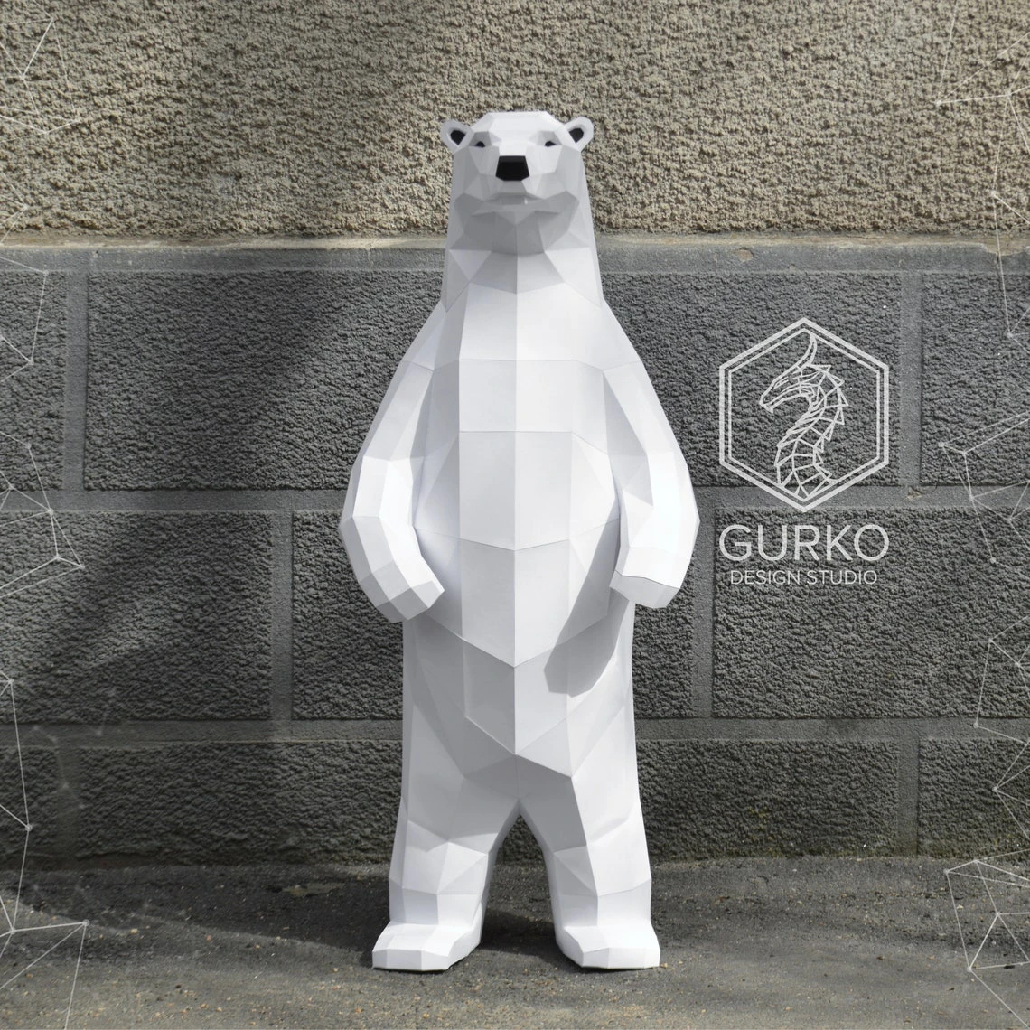 Polar Bear (1 metres) Papercraft, Pdf, Gurko, Pepakura, Template, 3D Origami, Paper Sculpture, Low Poly, DIY Craft