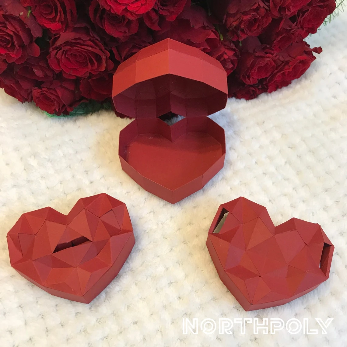 Papercraft Heart Box 2, St Valentines Day, Love, Pdf, Gurko, Pepakura, Template, 3D Origami, Paper Sculpture, Low Poly, DIY Craft