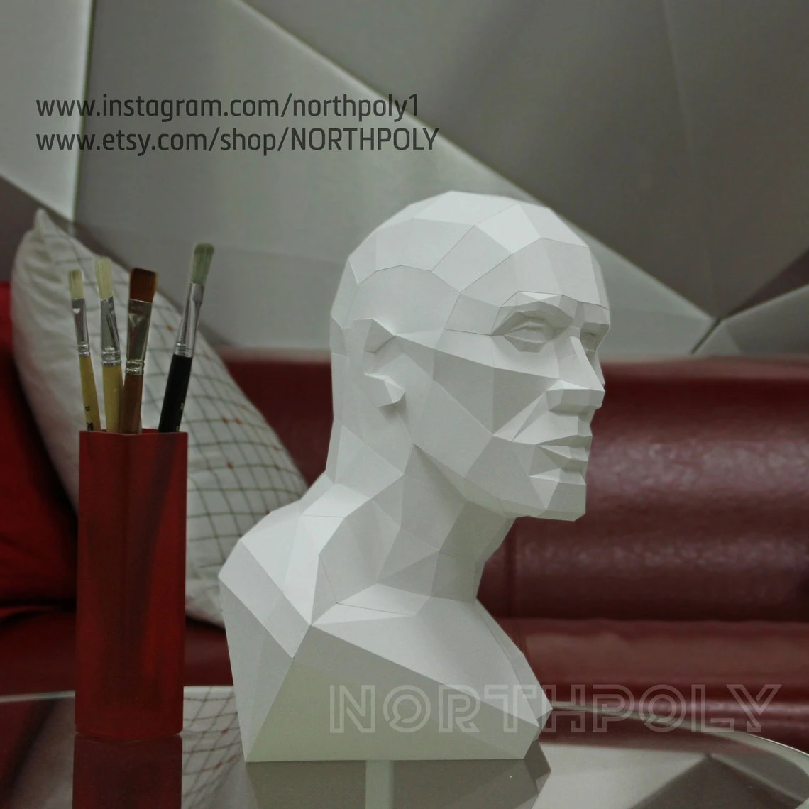 Male Bust Papercraft, Pdf, Gurko, Pepakura, Template, 3D Origami, Paper Sculpture, Low Poly, DIY Craft