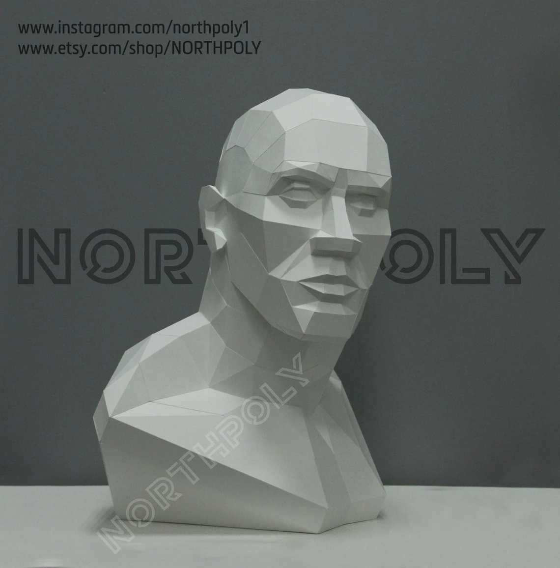 Male Bust Papercraft, Pdf, Gurko, Pepakura, Template, 3D Origami, Paper Sculpture, Low Poly, DIY Craft