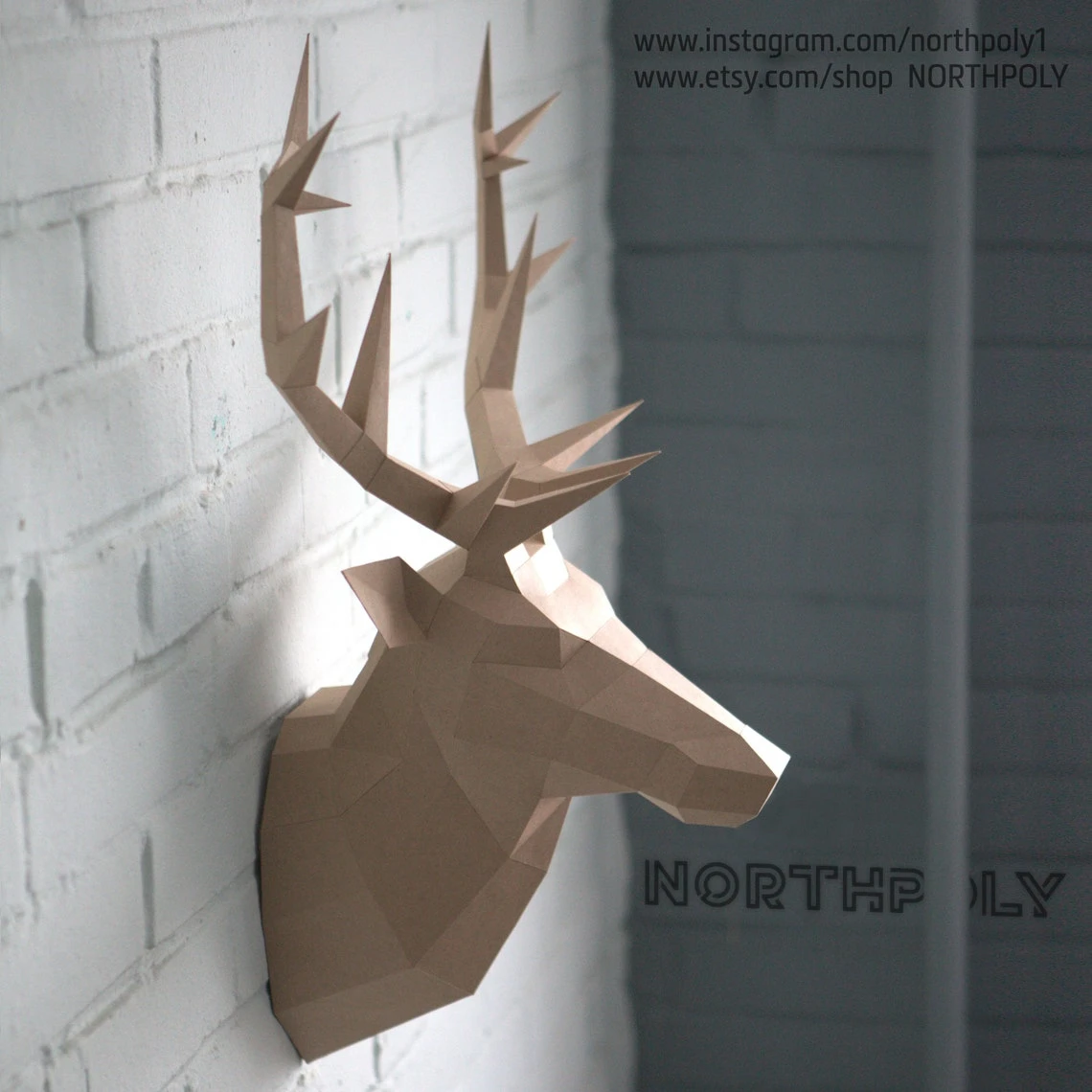 Papercraft Deer Head 3, Pdf, Gurko, Pepakura, Template, 3D Origami, Paper Sculpture, Low Poly, DIY Craft