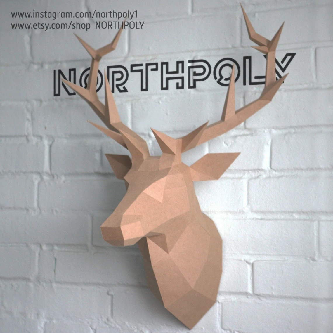 Papercraft Deer Head 3, Pdf, Gurko, Pepakura, Template, 3D Origami, Paper Sculpture, Low Poly, DIY Craft