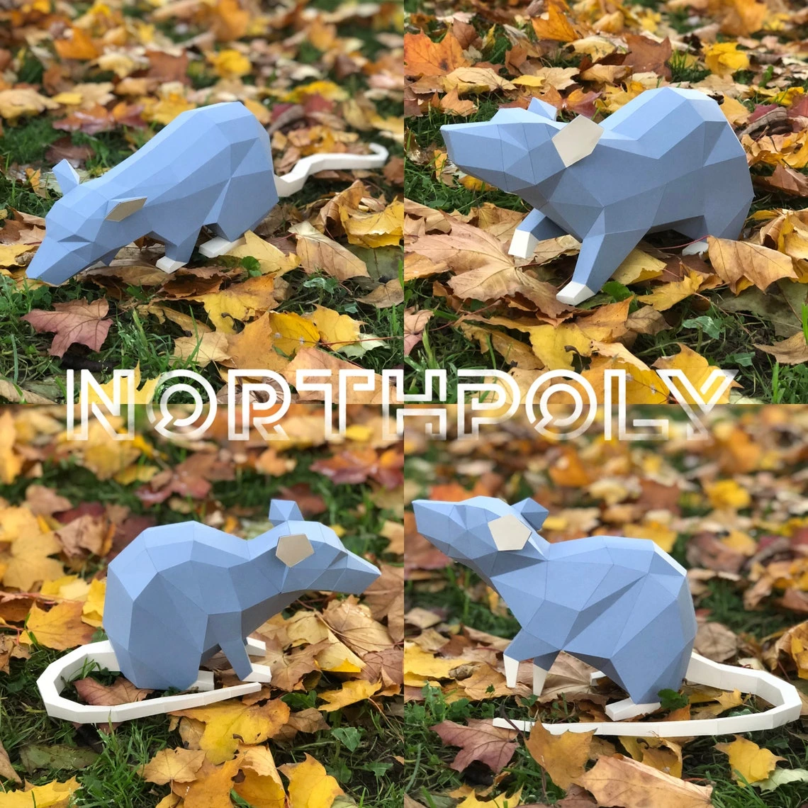 4 Rats Papercraft, Halloween, Pdf, Gurko, Pepakura, Template, 3D Origami, Paper Sculpture, Low Poly, DIY Craft