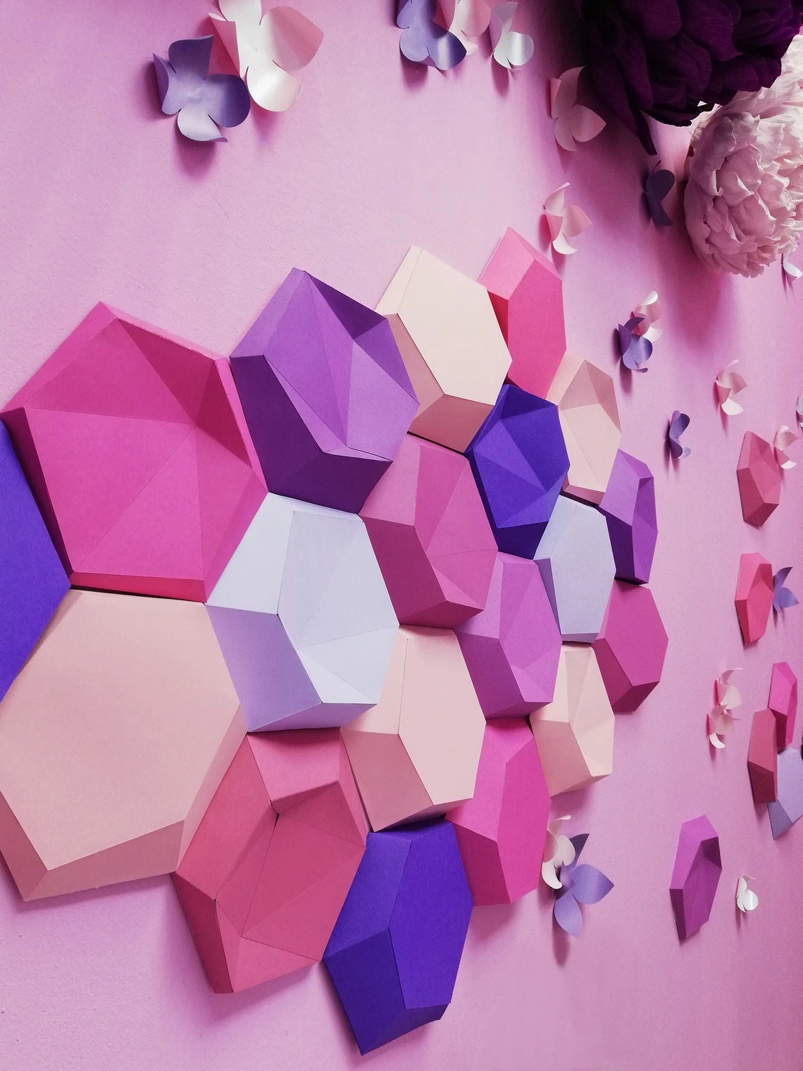 Hexagonal Tiles Papercraft, Pdf, Gurko, Pepakura, Template, 3D Origami, Paper Sculpture, Low Poly, DIY Craft