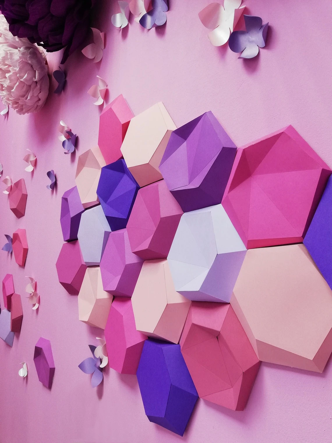 Hexagonal Tiles Papercraft, Pdf, Gurko, Pepakura, Template, 3D Origami, Paper Sculpture, Low Poly, DIY Craft