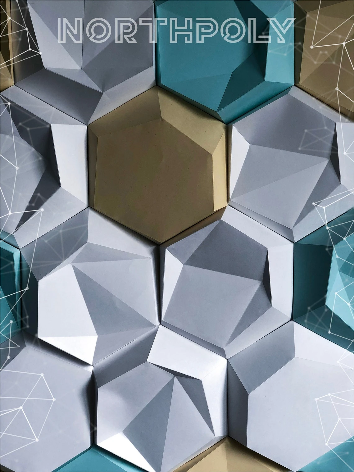 Hexagonal Tiles Papercraft, Pdf, Gurko, Pepakura, Template, 3D Origami, Paper Sculpture, Low Poly, DIY Craft