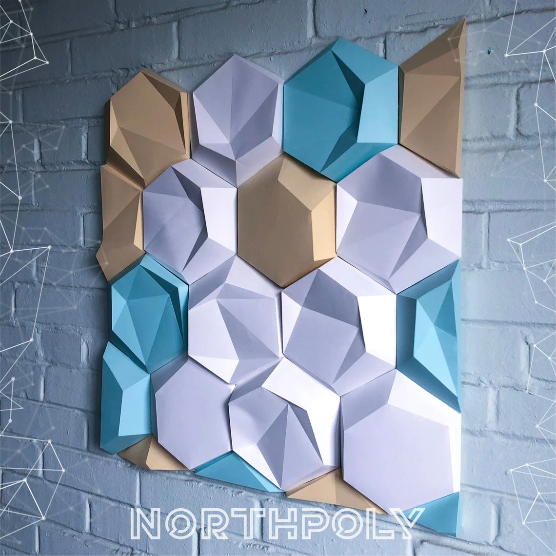 Hexagonal Tiles Papercraft, Pdf, Gurko, Pepakura, Template, 3D Origami, Paper Sculpture, Low Poly, DIY Craft