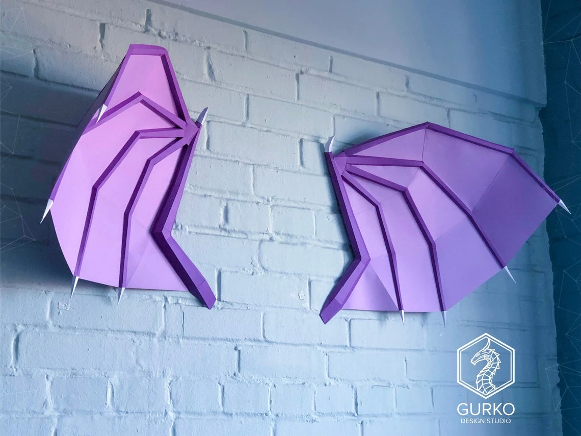 Dragon Wings Papercraft, Pdf, Gurko, Pepakura, Template, 3D Origami, Paper Sculpture, Low Poly, DIY Craft