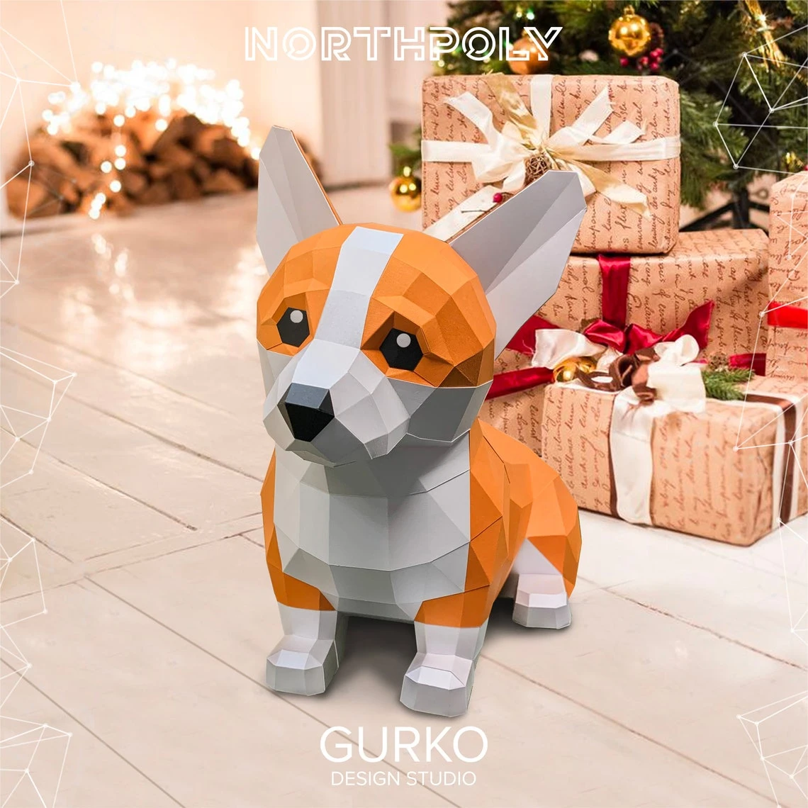 Papercraft Corgi Puppy, Dog, Pdf, Gurko, Pepakura, Template, 3D Origami, Paper Sculpture, Low Poly, DIY Craft