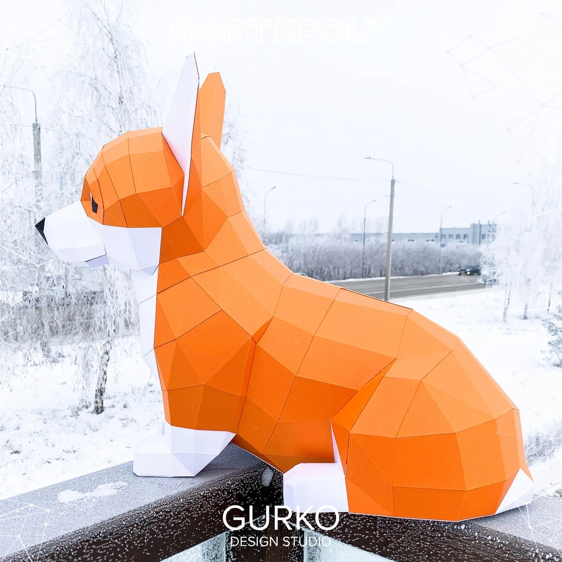 Papercraft Corgi Puppy, Dog, Pdf, Gurko, Pepakura, Template, 3D Origami, Paper Sculpture, Low Poly, DIY Craft