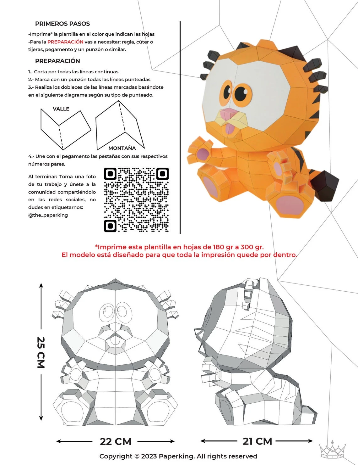 Garfield, Baby Cat, Hungry Cat Papercraft 3D, pepakura Pdf template Low polygonal Paper Sculpture Diy Decor home loft office gift