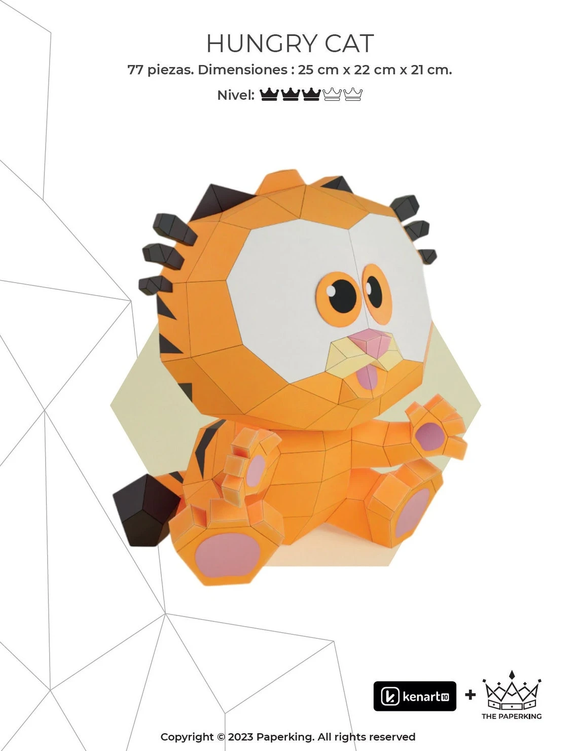 Garfield, Baby Cat, Hungry Cat Papercraft 3D, pepakura Pdf template Low polygonal Paper Sculpture Diy Decor home loft office gift