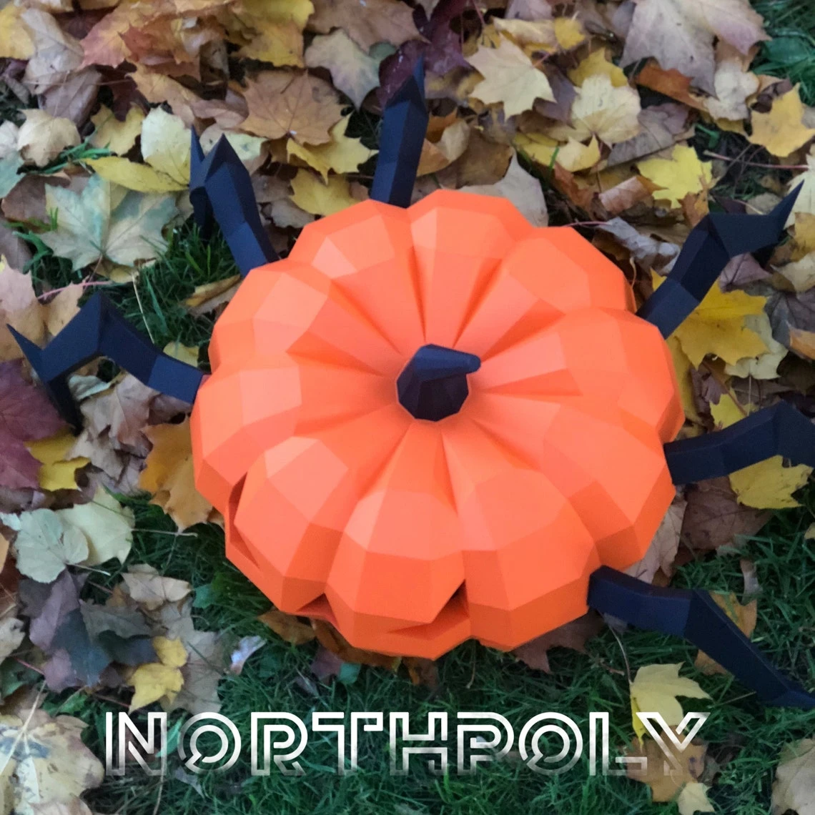 Pumpkin-Spider Papercraft, Halloween, Pdf, Gurko, Pepakura, Template, 3D Origami, Paper Sculpture, Low Poly, DIY Craft