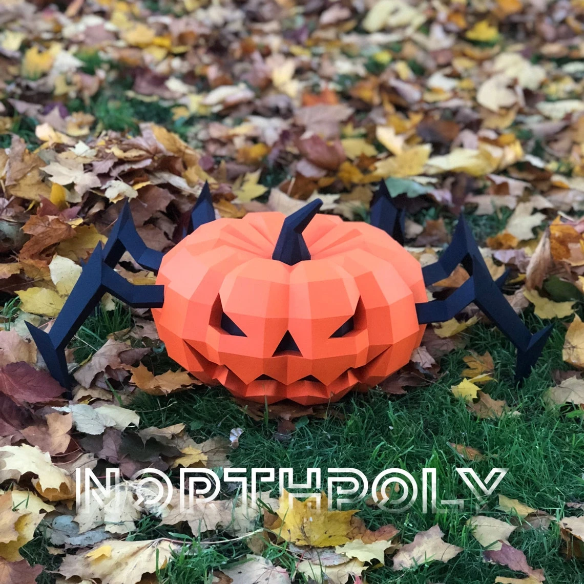 Pumpkin-Spider Papercraft, Halloween, Pdf, Gurko, Pepakura, Template, 3D Origami, Paper Sculpture, Low Poly, DIY Craft