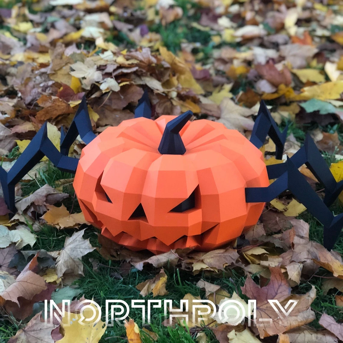 Pumpkin-Spider Papercraft, Halloween, Pdf, Gurko, Pepakura, Template, 3D Origami, Paper Sculpture, Low Poly, DIY Craft