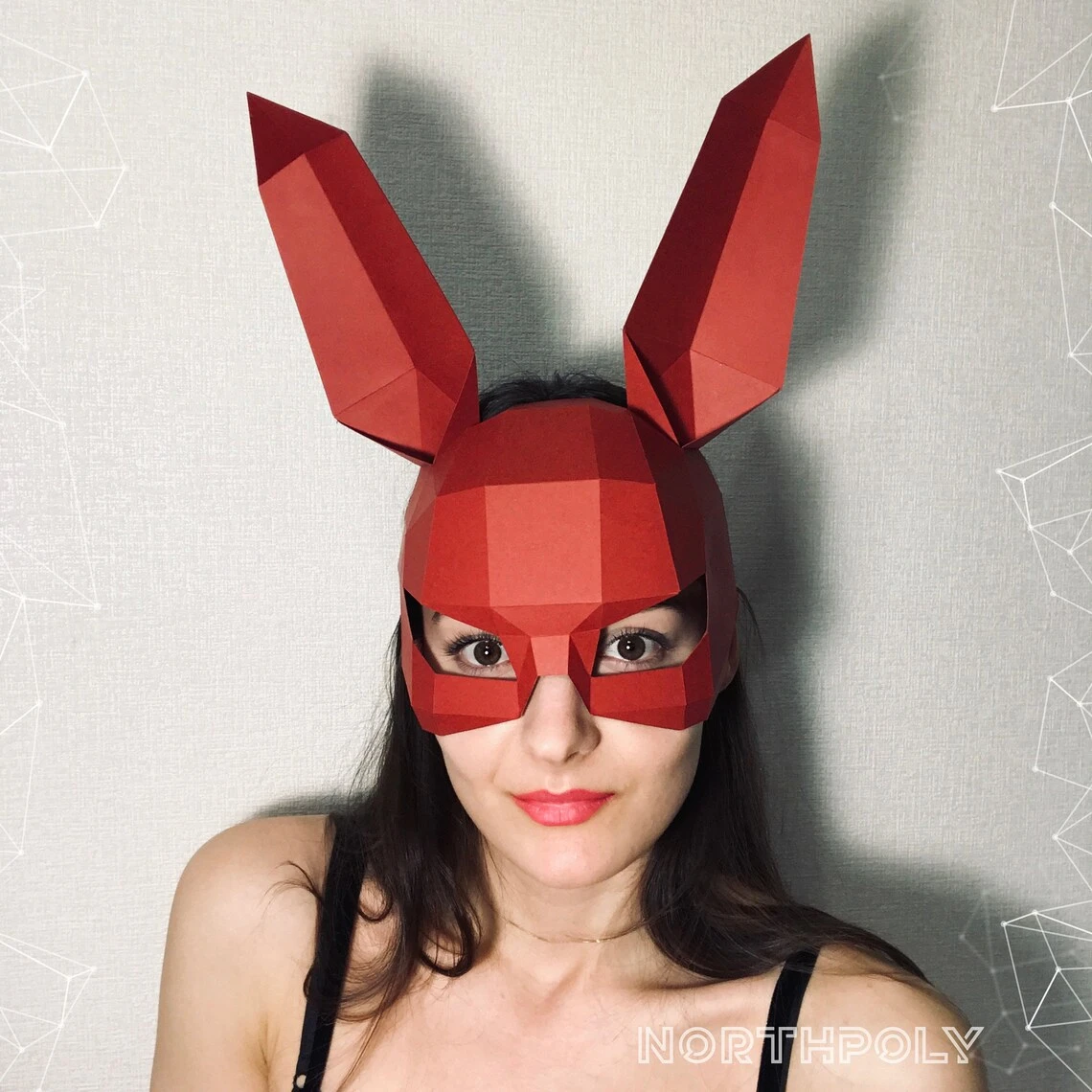 Rabbit Mask Papercraft, Hare Mask, Pdf, Gurko, Pepakura, Template, 3D Origami, Paper Sculpture, Low Poly, DIY Craft