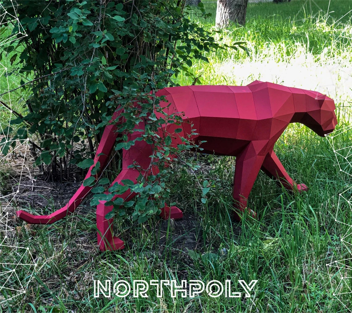 Panther Papercraft, Pdf, Gurko, 3D Origami, Paper Sculpture, Low Poly, DIY, Pepakura, DIY Craft, DIY origami