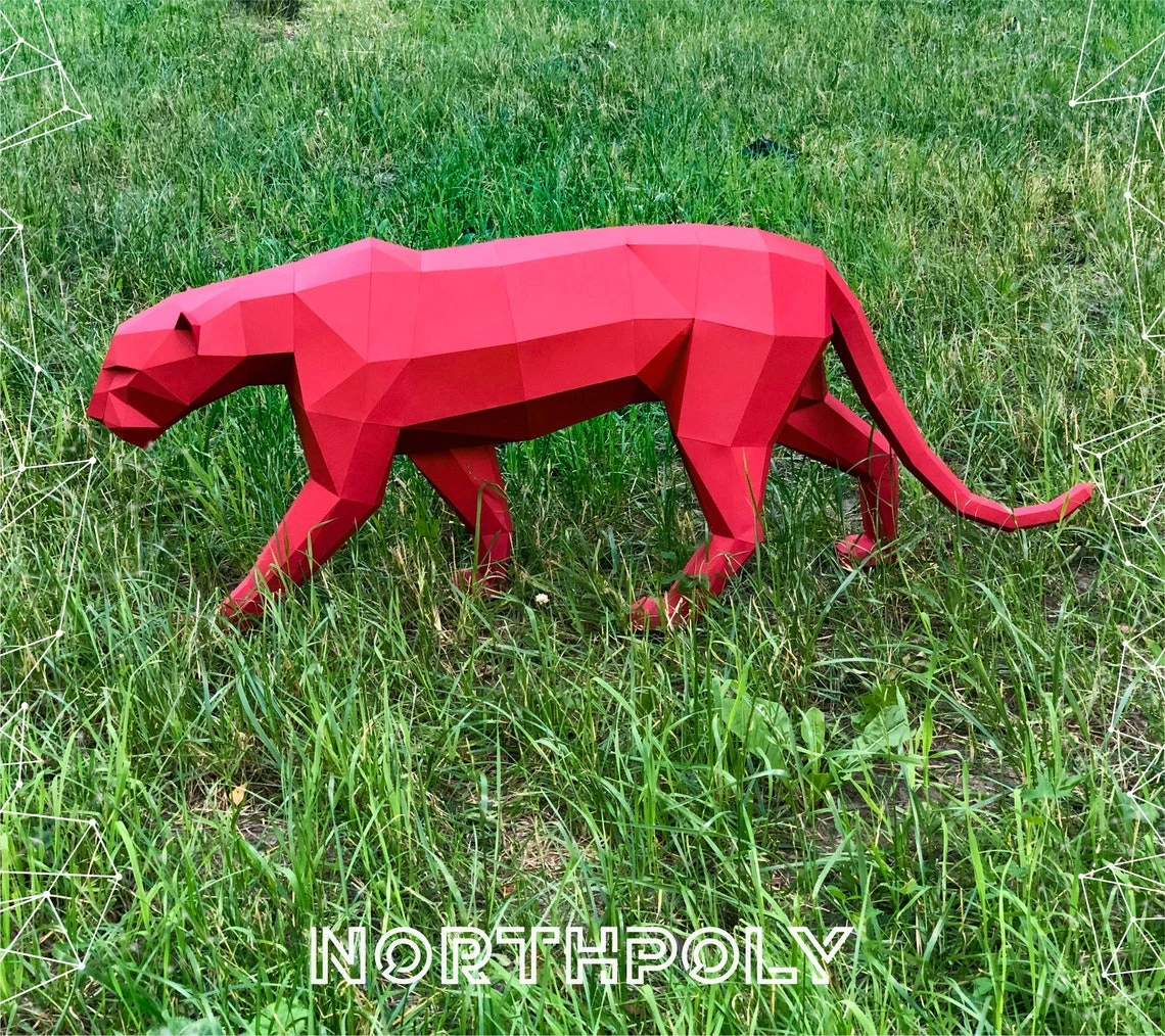 Panther Papercraft, Pdf, Gurko, 3D Origami, Paper Sculpture, Low Poly, DIY, Pepakura, DIY Craft, DIY origami