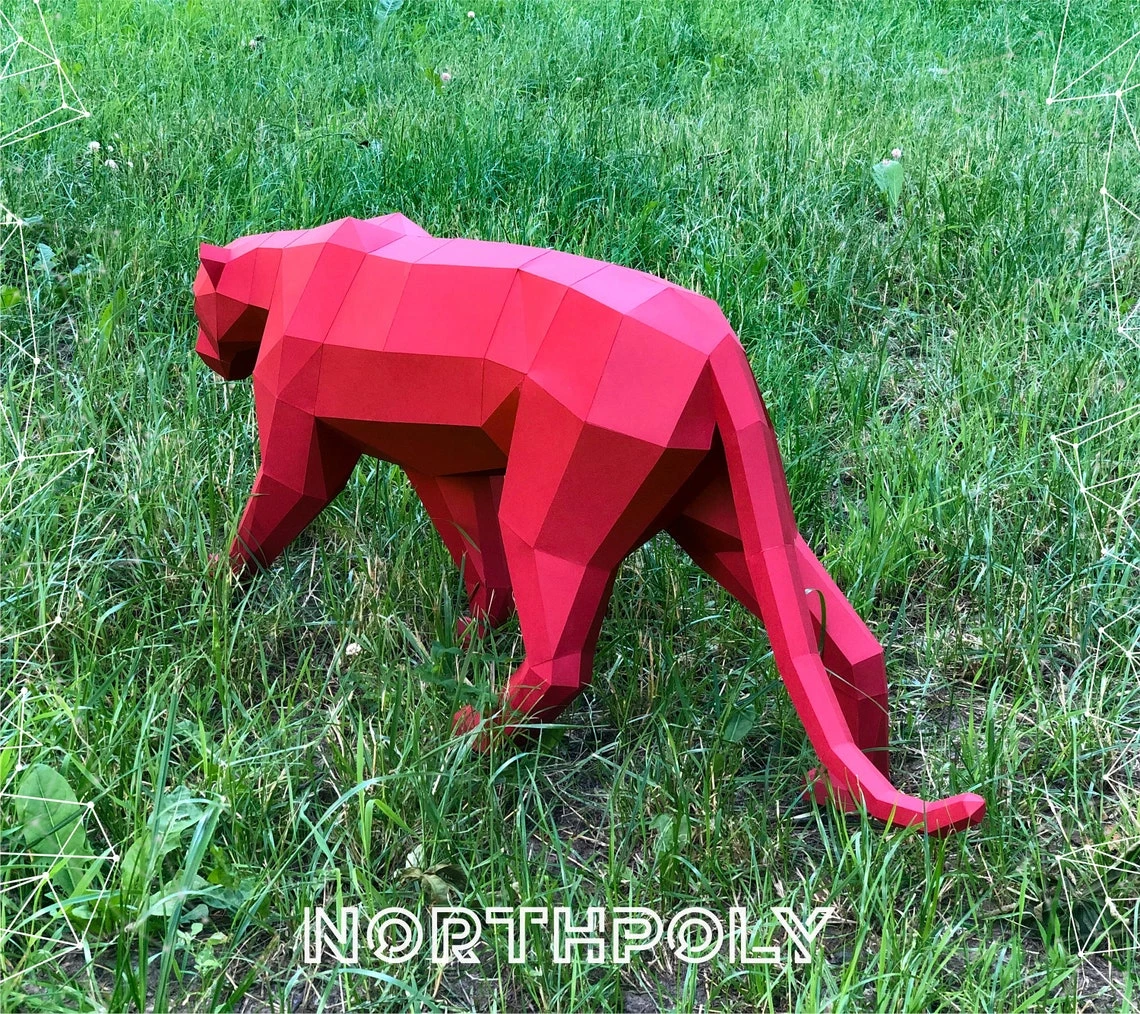 Panther Papercraft, Pdf, Gurko, 3D Origami, Paper Sculpture, Low Poly, DIY, Pepakura, DIY Craft, DIY origami