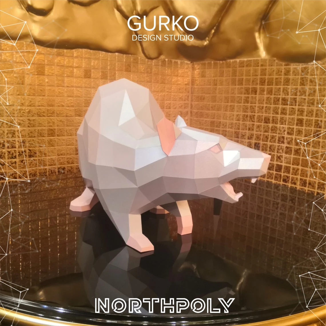 Angry Rat Papercraft, Mouse, Pdf, Gurko, 3D Origami, Paper Sculpture, Low Poly, DIY, Pepakura, DIY Craft, DIY origami