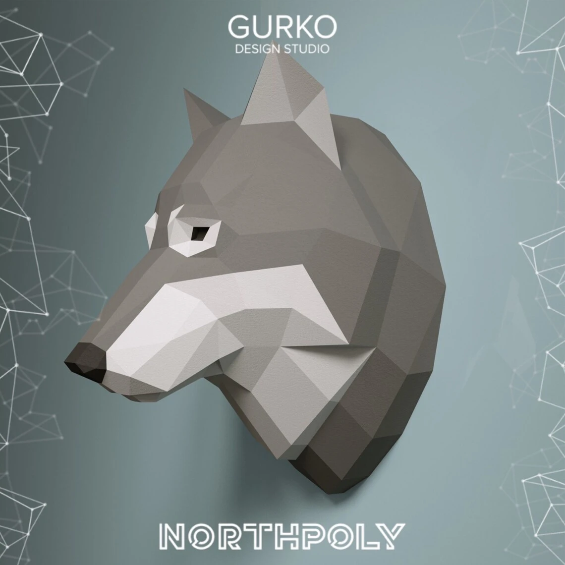 Wolf Head Papercraft, Pdf, Gurko, Pepakura, Template, 3D Origami, Paper Sculpture, Low Poly, DIY Craft