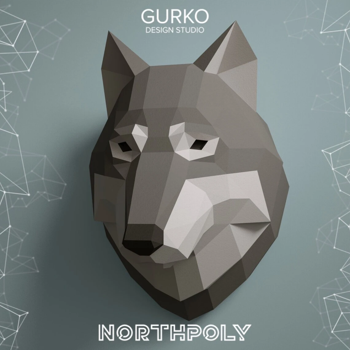 Wolf Head Papercraft, Pdf, Gurko, Pepakura, Template, 3D Origami, Paper Sculpture, Low Poly, DIY Craft