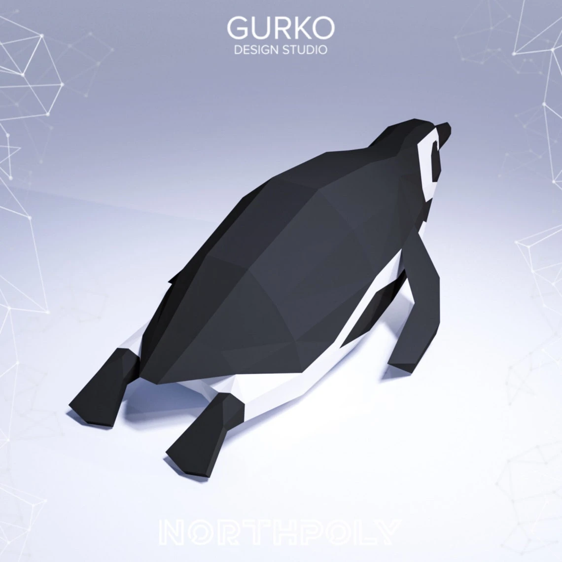 Lying Magellanic Penguin Papercraft, Pdf, Gurko, Pepakura, Template, 3D Origami, Paper Sculpture, Low Poly, DIY Craft