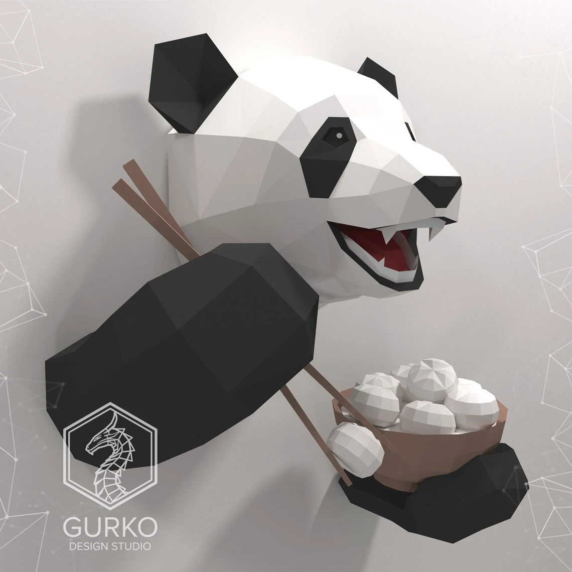 Funny Panda Papercraft, Bear, Pdf, Gurko, Pepakura, Template, 3D Origami, Paper Sculpture, Low Poly, DIY Craft