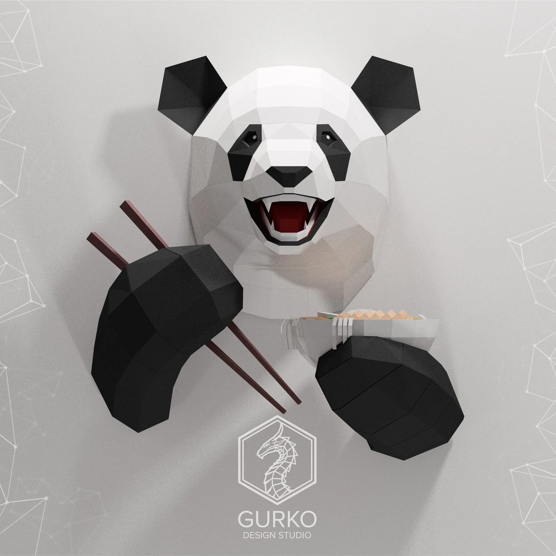 Funny Panda Papercraft, Bear, Pdf, Gurko, Pepakura, Template, 3D Origami, Paper Sculpture, Low Poly, DIY Craft