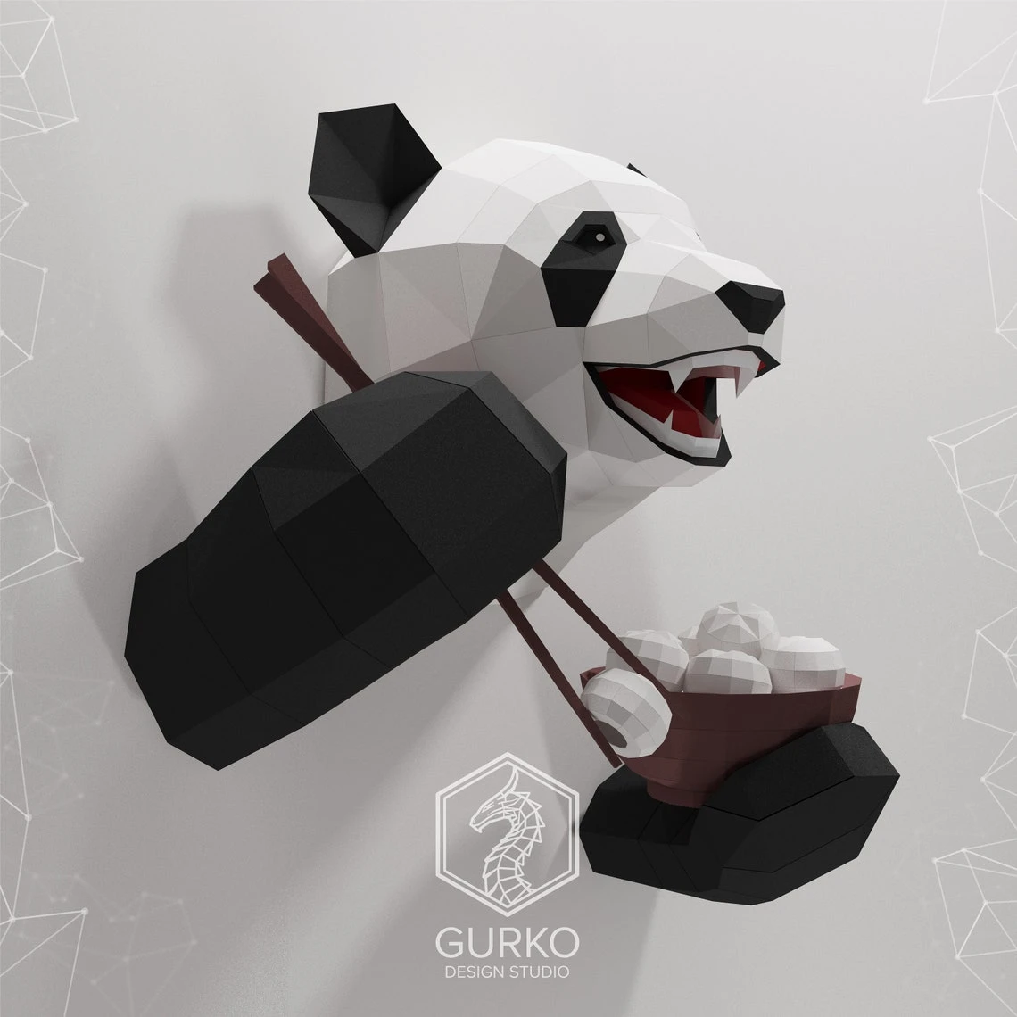 Funny Panda Papercraft, Bear, Pdf, Gurko, Pepakura, Template, 3D Origami, Paper Sculpture, Low Poly, DIY Craft