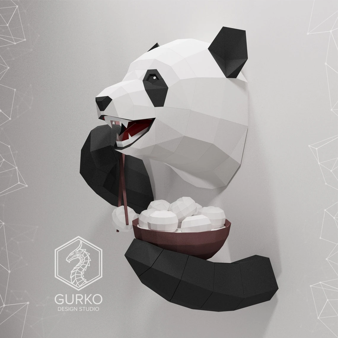 Funny Panda Papercraft, Bear, Pdf, Gurko, Pepakura, Template, 3D Origami, Paper Sculpture, Low Poly, DIY Craft