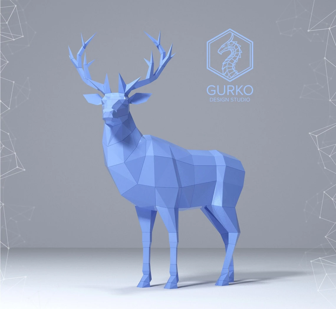 Red Deer Papercraft, Pdf, Gurko, Pepakura, Template, 3D Origami, Paper Sculpture, Low Poly, DIY Craft