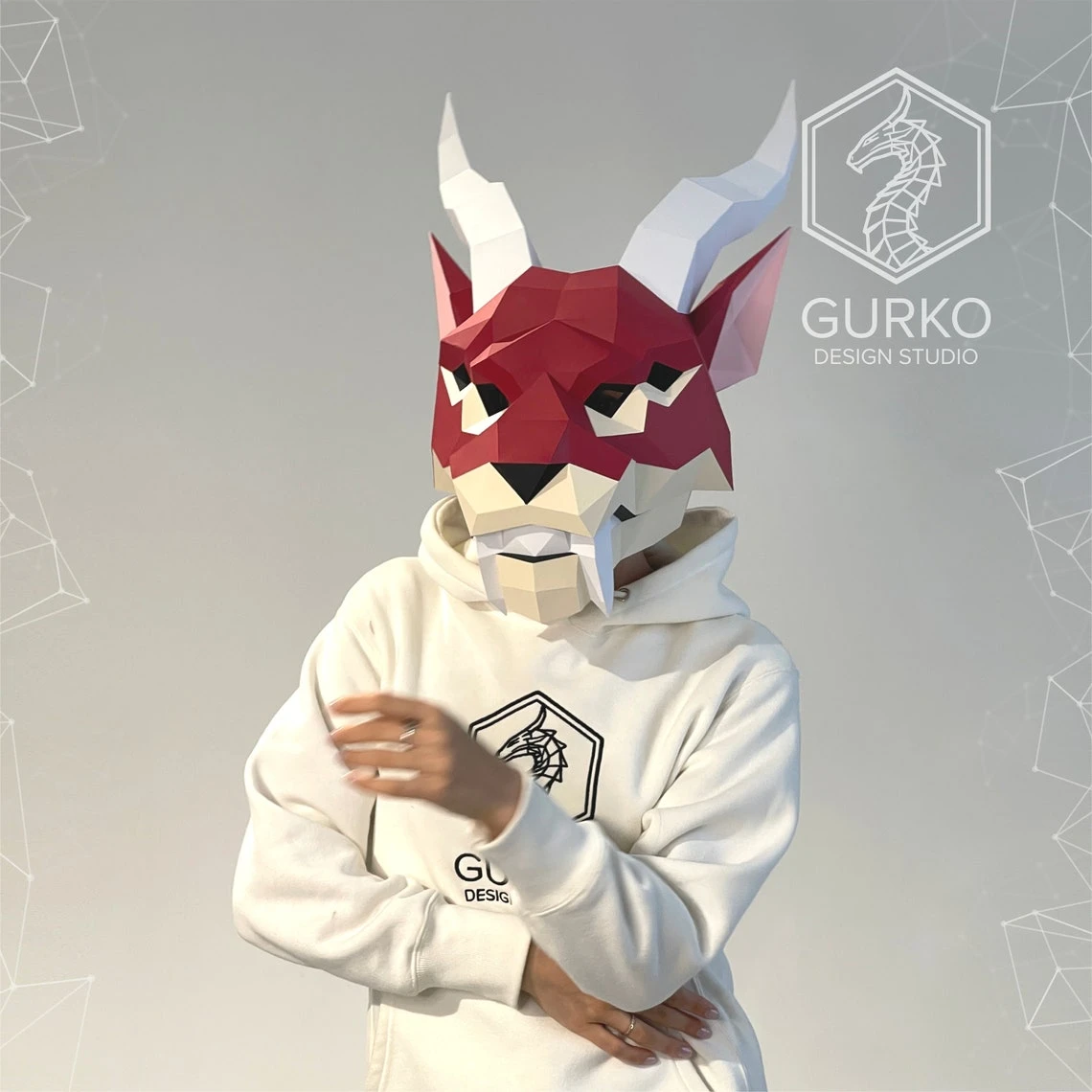 Chimera Mask Papercraft, Cat Mask, Pdf, Gurko, Pepakura, Template, 3D Origami, Paper Sculpture, Low Poly, DIY Craft