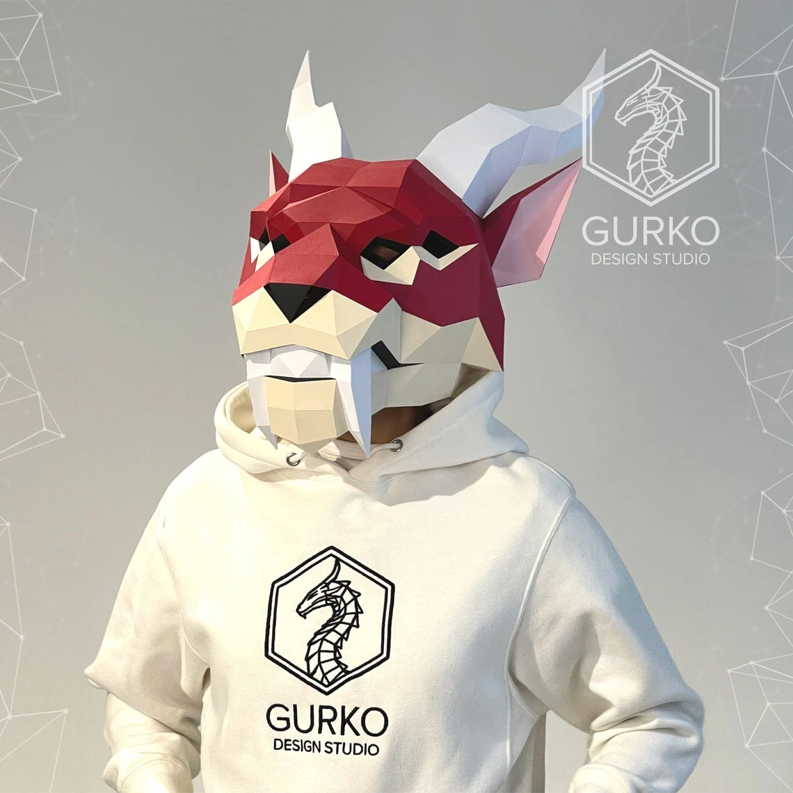 Chimera Mask Papercraft, Cat Mask, Pdf, Gurko, Pepakura, Template, 3D Origami, Paper Sculpture, Low Poly, DIY Craft