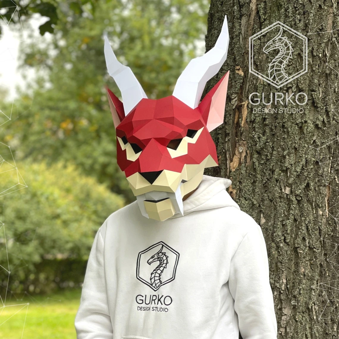 Chimera Mask Papercraft, Cat Mask, Pdf, Gurko, Pepakura, Template, 3D Origami, Paper Sculpture, Low Poly, DIY Craft