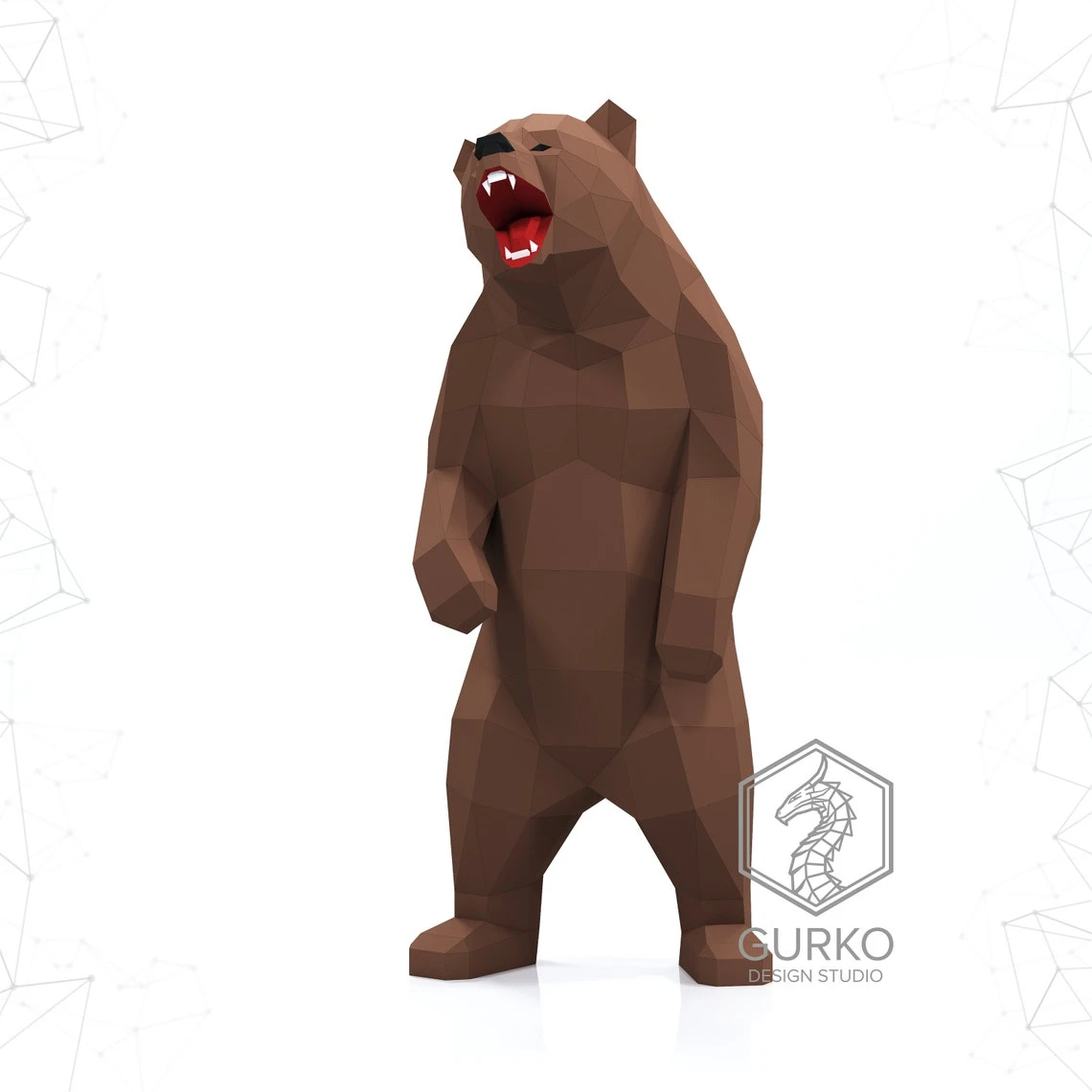 Angry Bear Papercraft, Grizzly Bear, Pdf, Gurko, Pepakura, Template, 3D Origami, Paper Sculpture, Low Poly, DIY Craft