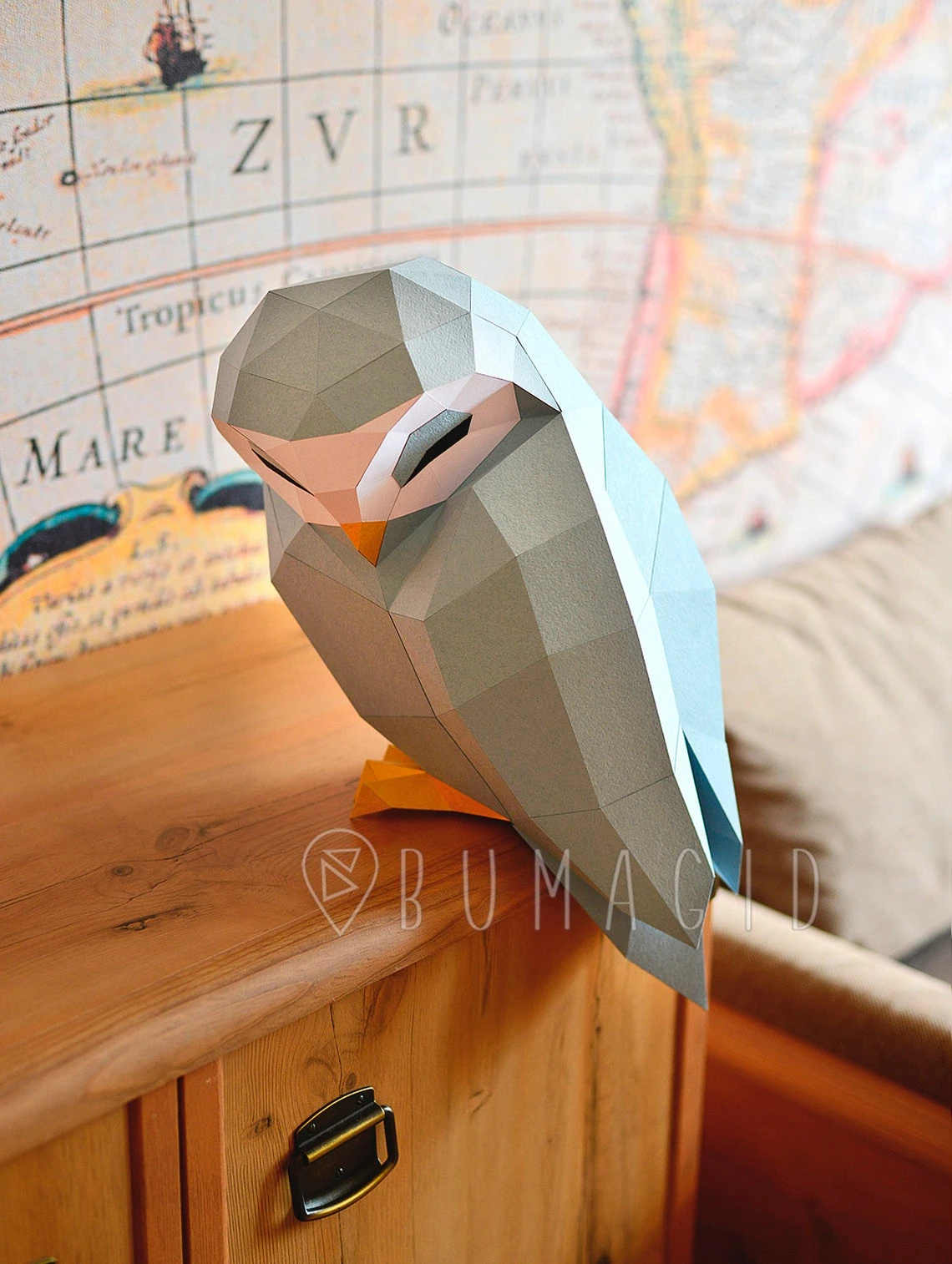 Barn Owl for Creative Crafts & Decor, PDF Template, Paper Sculpture, DIY, Pepakura Pattern, Handmade, Papercraft, Lowpoly, Lowpoly Papercraft, BUMAGID