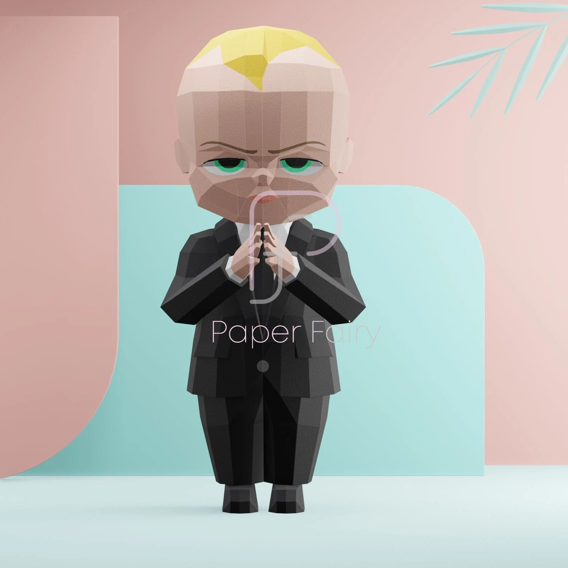 Low poly The Boss Baby Toy 3d papercraft sculpture, DreamWorks Animation, Doll 3D paper model