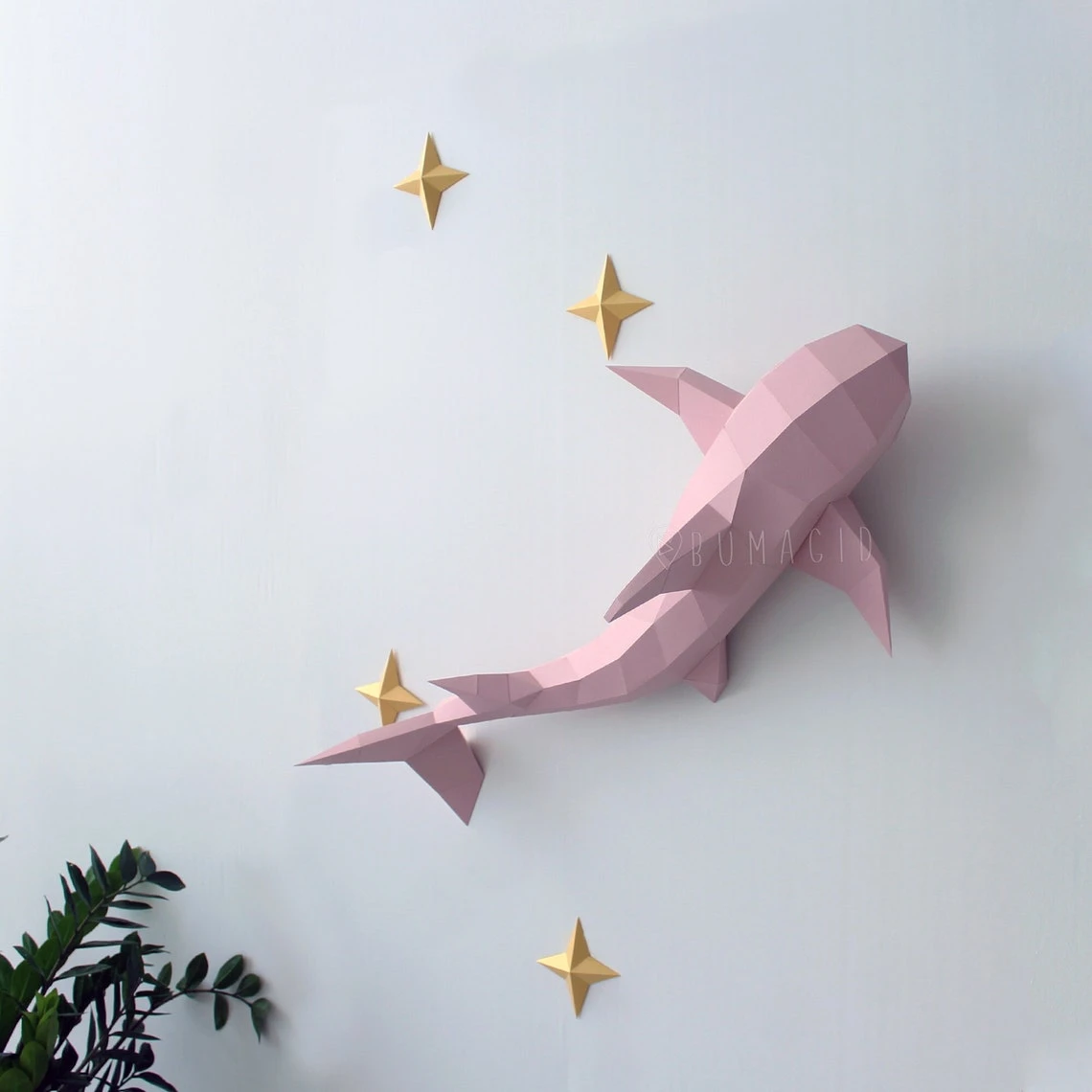 Shark for Creative Crafts & Decor, PDF Template, Paper Sculpture, DIY, Pepakura Pattern, Handmade, Papercraft, Lowpoly, Lowpoly Papercraft, BUMAGID