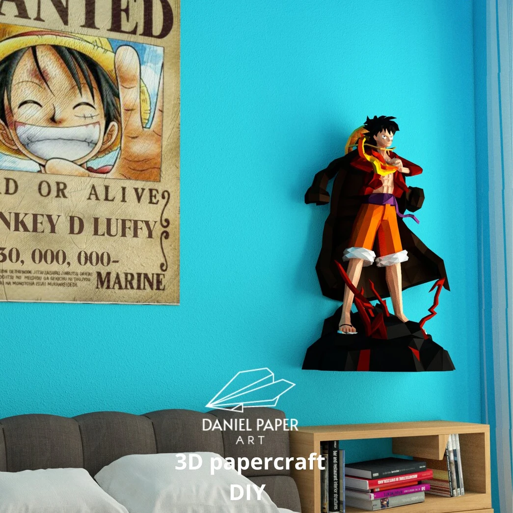 Luffy Diorama, One Piece PDF Template, DIY 3d Model, FanArt, Paper Sculpture, Low Poly, Pepakura, Craft, Manualidad, Paper Art