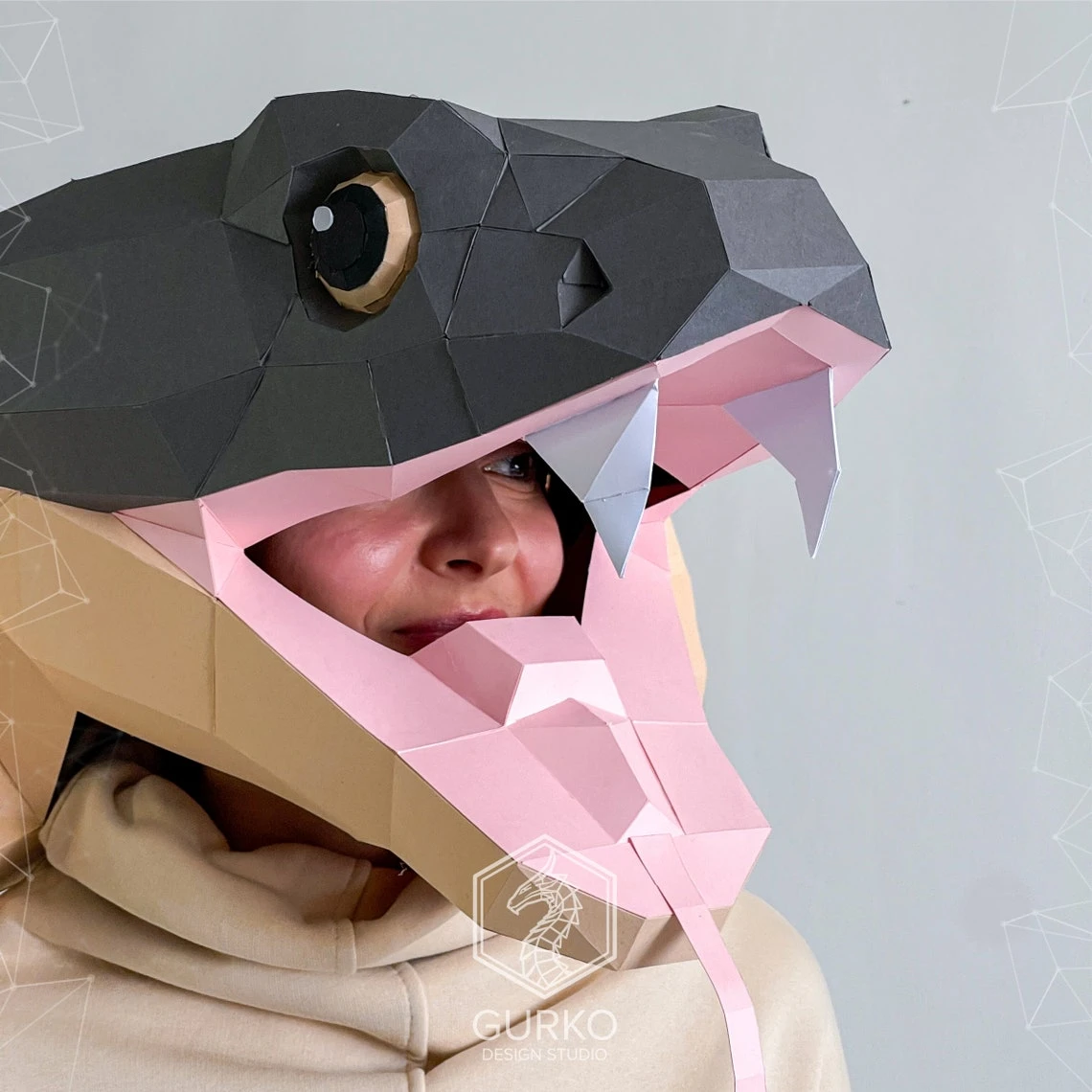 Cobra Mask Papercraft Snake Template, Pdf Pattern, Gurko, Pepakura, Origami DIY Craft Paper Mask, Low Poly Mask, Animal Mask, Halloween Mask