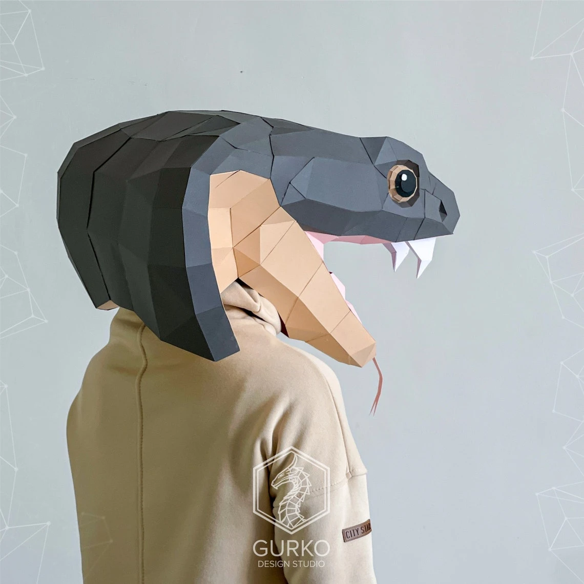 Cobra Mask Papercraft Snake Template, Pdf Pattern, Gurko, Pepakura, Origami DIY Craft Paper Mask, Low Poly Mask, Animal Mask, Halloween Mask